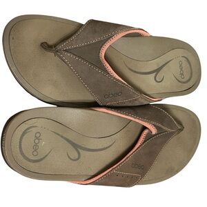 Abeo Balboa Women 9 Chocolate Leather Orthotic Thong Slip-On Sandals Flip Flops